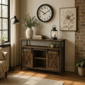 Komoda ARLO 100 cm z Półkami Dąb Rustykalny/Czarny Loft
