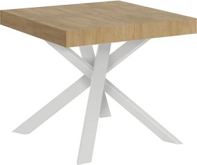 Stół rozkładany 90/194x90 cm Clerk dąb naturalny nogi białe