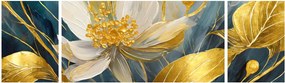 Obraz - Malowanie złotych kwiatów (170x50 cm)