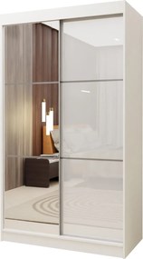 Szafa Przesuwna VITALE 120 cm z Lustrem Szafa Dwudrzwiowa Biała
