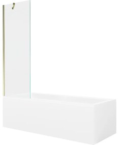 Mexen Cubik wanna prostokątna 170 x 70 cm z obudową i parawanem 1-skrzydłowym 60 cm, transparent, złoty - 550317070X9506000050