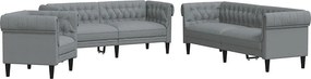 Zestaw 3-częściowy sofa jasnoszara z tkaniny poliestrowej, 1 fotel + 2- i 3-osobowa sofa, nowoczesny i wygodny design