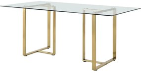 Stół do jadalni dla 6 osób ze szkła hartowanego i stali nierdzewnej – przezroczysty i złoty – NILESA II marki Pascal Morabito