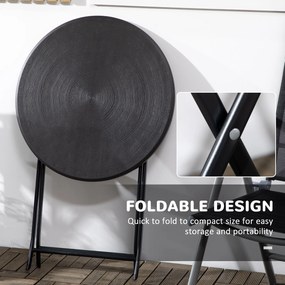 Outsunny Stół tarasowy okrągły składany dla 2 osób imitacja drewna ciemnoszary 60x60x73cm | Aosom PL