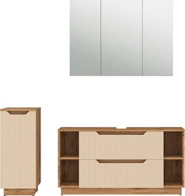 Zestaw mebli łazienkowych dąb/kaszmir w paski 119.2x35x62.5 lotta