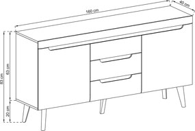 Komoda NORDICO 160 cm do Salonu Sypialni Dąb artisan