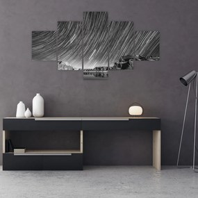Czarno - biały obraz gwiaździstego nieba (125x70 cm)