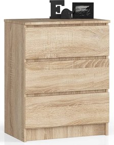 Komoda AKORD K60 Dąb Sonoma 60 cm 3 szuflady kolor Dąb Sonoma mat 60x40x77 cm