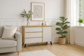 Duża komoda z szufladami i szafką dąb artisan + kaszmir T8-R85