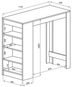 Stolik barowy z blatem w dekorze dębu 50x115 cm Aravis – TemaHome