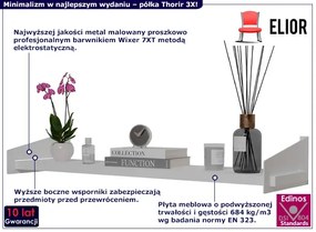 Biała półka ścienna z metalowymi wspornikami Diegi