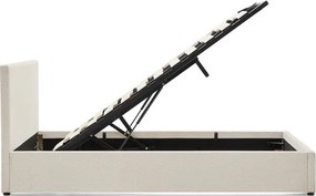 Beżowe tapicerowane łóżko dwuosobowe ze schowkiem ze stelażem 180x200 cm Nahiri – Kave Home