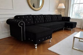 Narożnik z funkcją spania i pojemnikami Felix U duży w stylu glamour