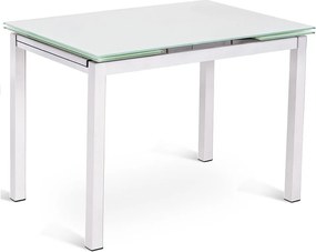 Baud - Stół rozkładany (110/170 x 75 cm) z białego szkła hartowanego