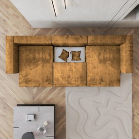 Masseno Narożnik SARMO z funkcją spania i pojemnikiem na pościel Narozniki U, Rozkładana sofa - Żółty, POSO 01