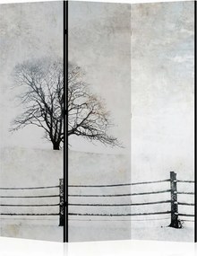 Parawan pokojowy 3-częściowy 135x172 Dwustronny dekoracyjny skandynawski vintage Szary Zima Za Płotem