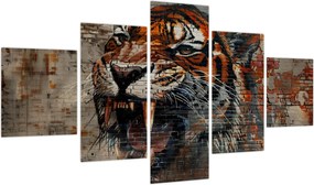 Obraz - Tygrys z cegieł (125x70 cm)