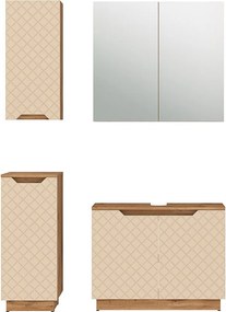 Zestaw mebli łazienkowych dąb/kaszmir ze strukturą płytek 79.6x32x62.1 lotta