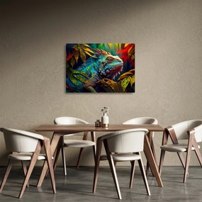 Obraz na szkle - Kolorowa iguana (70x50 cm)