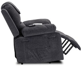 Fotel Masujący FENIX z Funkcją Wstawania Elektrycznie Rozkładany Ciemny Popiel Nowoczesny