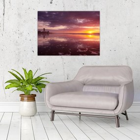 Obraz na szkle - Plaża o zachodzie słońca (70x50 cm)