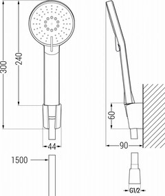 Mexen Axel R40 bateria wannowa z zestawem prysznicowym, chrom - 7383R40-00