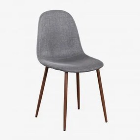 Krzesło Do Jadalni Glamm Ciemne Drewno & Pościel Light Grey - Sklum