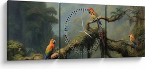 Obraz - Las tropikalny (z zegarem) (90x30 cm)