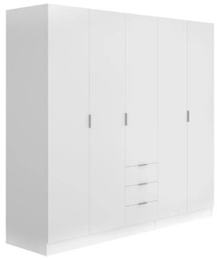 Szafa 5-drzwiowa z 3 szufladami - szer. 202 cm - Biały - LISTOWEL