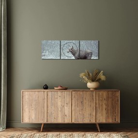 Obraz - Łoś w śnieżnym lesie (z zegarem) (90x30 cm)