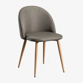 Krzesło Jadalniane Tapicerowane I Stalowe Kana Natural Wood & Pościel Grey Taupe - Sklum