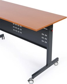 Mobilny stół PRIMO MOBI, 140x60 cm, biała podstawa, orzech