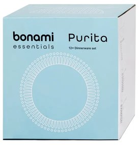12-częściowy zestaw białych talerzy z porcelany Bonami Essentials Purita