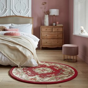 Czerwony wełniany dywan Flair Rugs Aubusson, ⌀ 120 cm