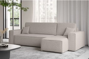 Narożnik z funkcją spania i pojemnikiem, Sofa w kształcie L, BEST L, tkanina Abriamo, Ciemnobeżowy, Prawy