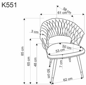Krzesło tapicerowane K551 szare/złote HALMAR