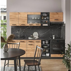 Zabudowa kuchenna złoty dąb power/antracyt 240x46x81.6 r-line