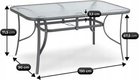 Zestaw Mebli Ogrodowych LIBERTY Szary 6 Krzeseł Stół Tarasowy Nowoczesny