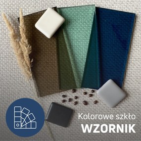 Ścianka prysznicowa WALK IN FIX niebieska 8mm półokrągła WALK IN MOLIS NATURE blue square MASSI | rożne rozmiary : Kolor profili kabiny - złoty szczotkowany, Szerokość ścianki - 70 cm, Typ montażu - WALK in FIX (Do ściany)