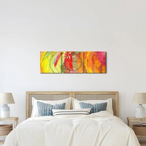 Obraz abstrakcji - malarstwo (z zegarem) (90x30 cm)