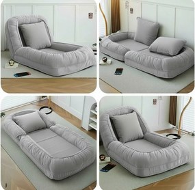 PROMOCJA Relaksacyjny fotel regulowany LAZY SOFA, szary II klasa jakości