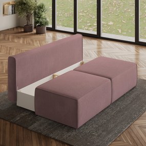 Masseno Narożnik VARNA z funkcją spania i pojemnikiem na pościel Narozniki L, Rozkładana sofa - Wrzosowy, POSO 130