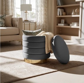 Pufa otwierana ze schowkiem welurowa 40 cm LUNA Grafit