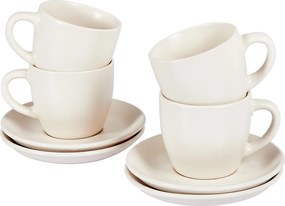 Zestaw 4 filiżanek ze spodkami CARAWAY Kamionka Złamana biel