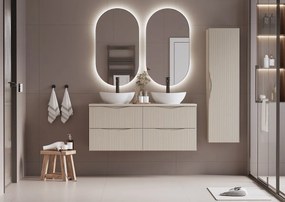 Zestaw do Łazienki 120cm Szafka z Blatem Ryflowane Fronty Beż Piaskowy Cleo