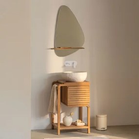 Zestaw Mebli Łazienkowych Z Drewna Tekowego Bradley Nieregularna Z Biały Cementu ↔︎40 Cm - Sklum