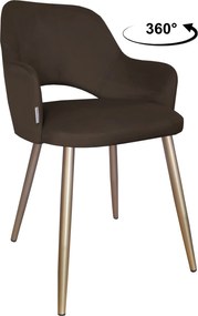 Krzesło Milano tkanina Welur noga metalowa : Kolor nogi - Złota stożek, Kolor tkaniny - VELVET - MG05, Typ siedziska - Siedzisko obrotowe 360°