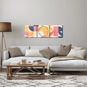 Obraz - Abstrakcja z wzorami retro (z zegarem) (90x30 cm)