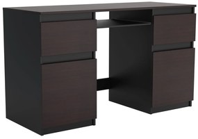 Biurko komputerowe młodzieżowe szkolne 140 cm z półką szufladami REMI2 Czarny/Wenge