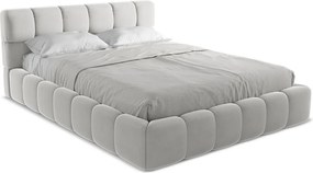 Łóżko 180 x 228 - z weluru - srebrny - NALU